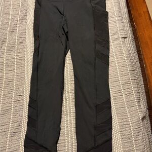 Athleta Black Leggings with Mesh Panel Details